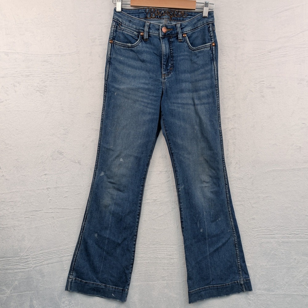 Wrangler Jeans Women's 27x34 Blue Trouser Boot Stretch Retro Western Americana